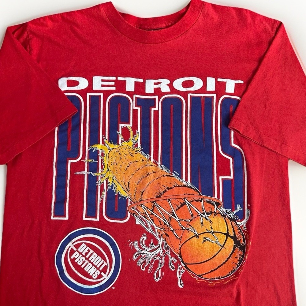 Vintage 80s NBA Detroit Pistons Basketball Shirt Mens Large Single Stitch USA